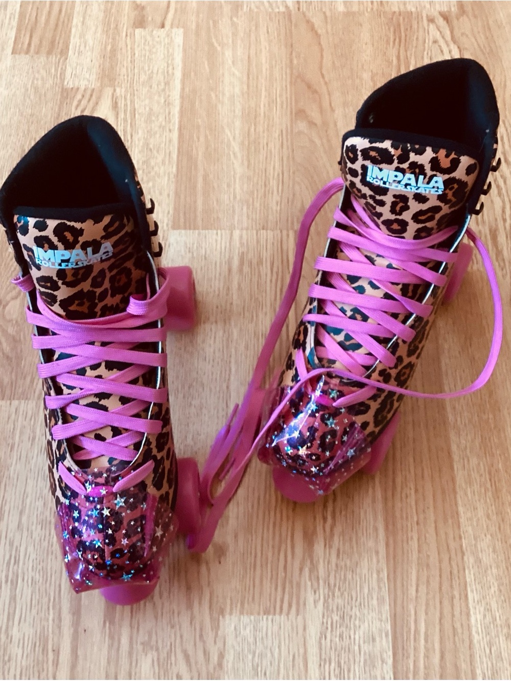 Impala Women’s Leopard Print Roller Skates GM006 - Pink Accents